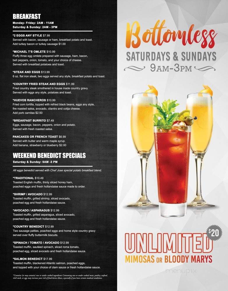 Michael T's Steaks, Ribs, & Burgers Tavern - Las Vegas, NV menu_pic