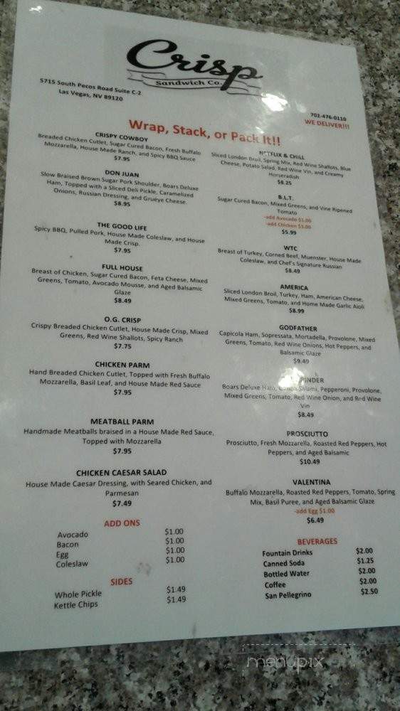 Crisp Sandwich Company - Las Vegas, NV menu_pic