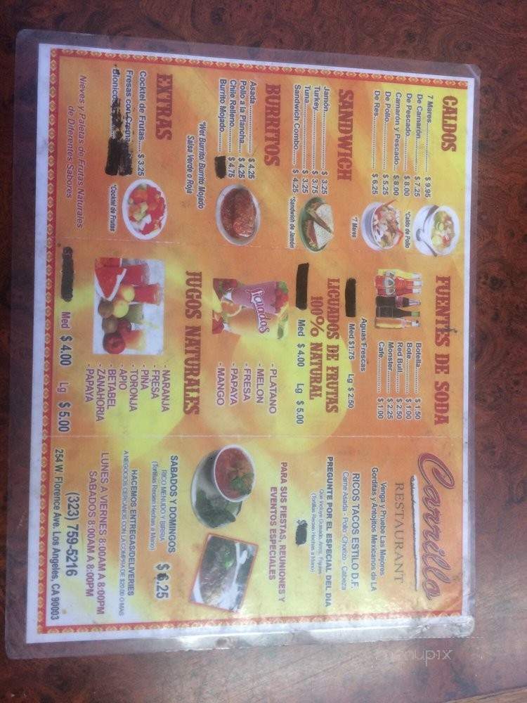 Paseo Lourdes - Los Angeles, CA menu_pic
