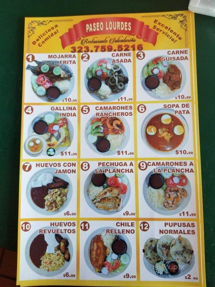 Paseo Lourdes - Los Angeles, CA menu_pic