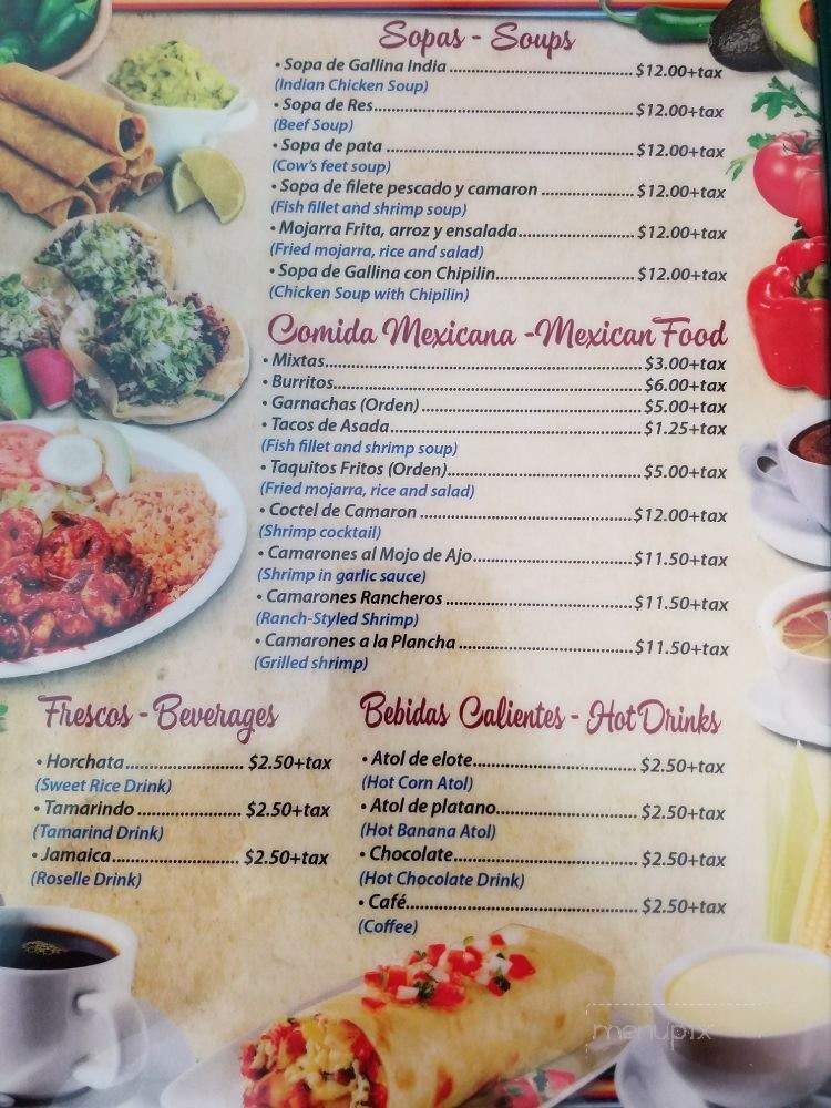 La Piramide Salvadorena Restaurant - Los Angeles, CA menu_pic