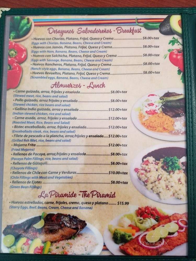 La Piramide Salvadorena Restaurant - Los Angeles, CA menu_pic