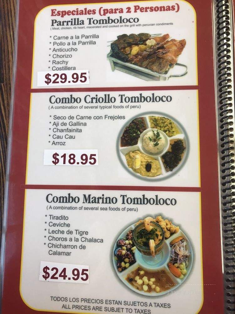 Tomboloco Peruvian Restaurant - Los Angeles, CA menu_pic