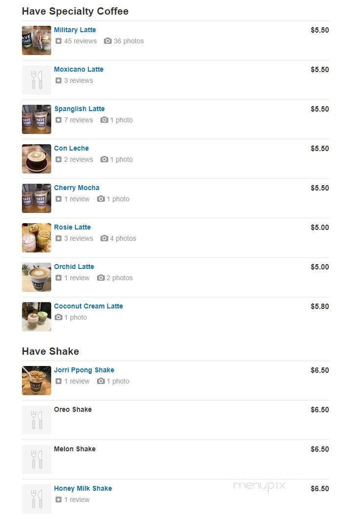 Have Some Coffee - Los Angeles, CA menu_pic