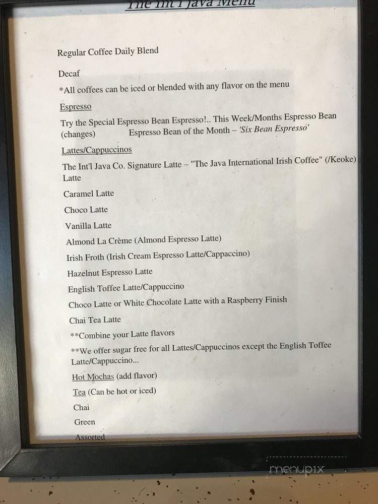 The Int'l Java Co - Los Angeles, CA menu_pic