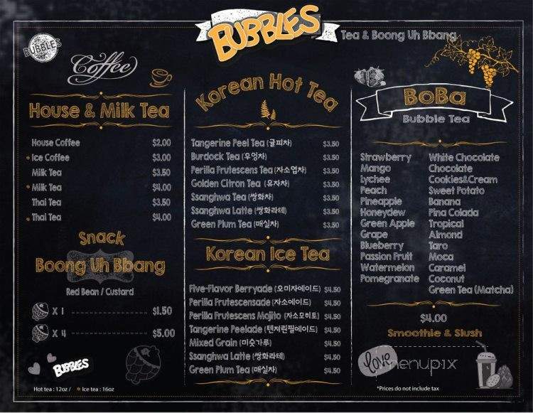 Bubbles - Los Angeles, CA menu_pic