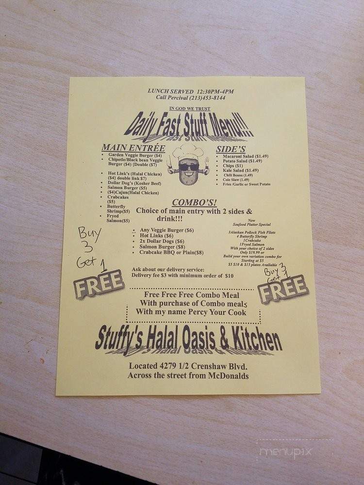 Stuffys Halal Oasis Kitchen - Los Angeles, CA menu_pic