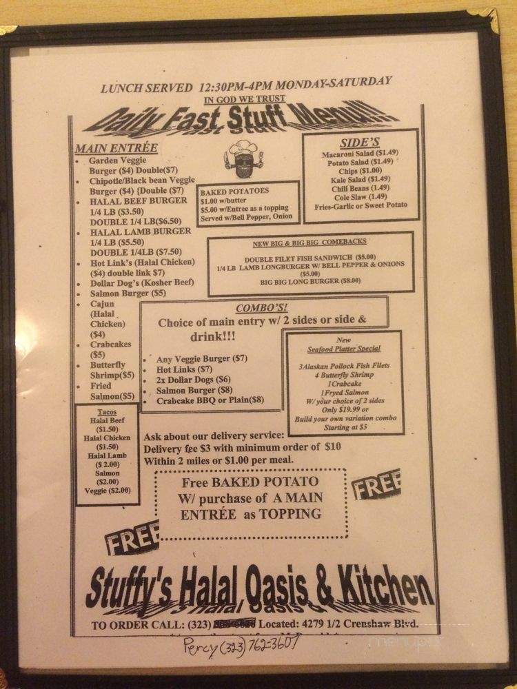 Stuffys Halal Oasis Kitchen - Los Angeles, CA menu_pic