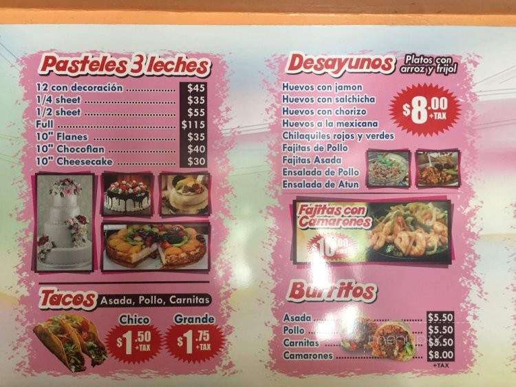 La Chiquita Bakery - Los Angeles, CA menu_pic
