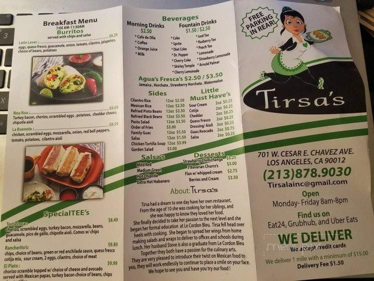 Tirsa's - Los Angeles, CA menu_pic