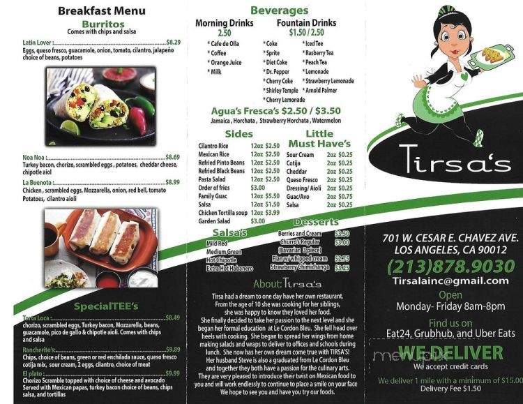 Tirsa's - Los Angeles, CA menu_pic