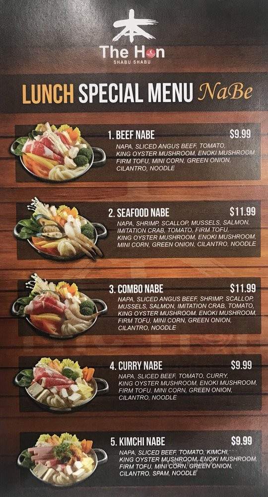 The Hon Shabu Shabu - Los Angeles, CA menu_pic