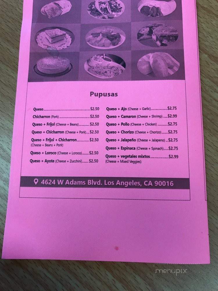La Usuluteca - Los Angeles, CA menu_pic