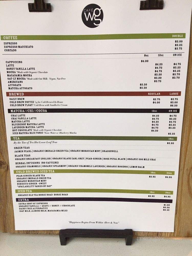 Cafe WG - Los Angeles, CA menu_pic