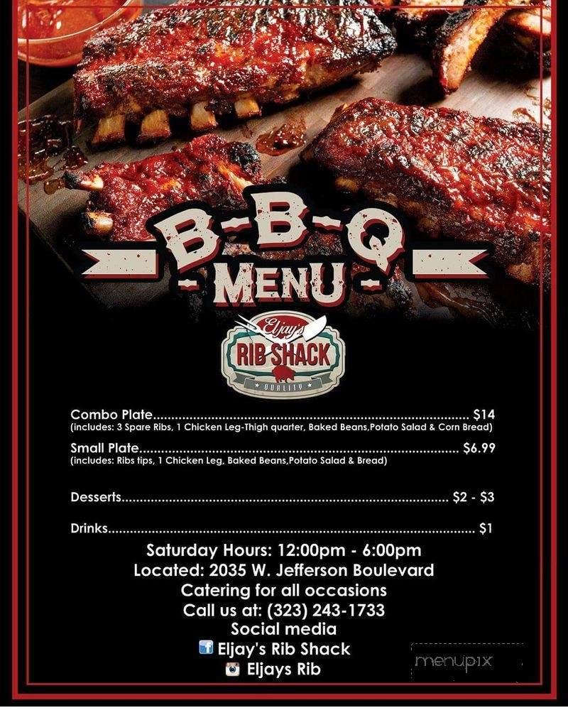 Eljay's Rib Shack - Los Angeles, CA menu_pic