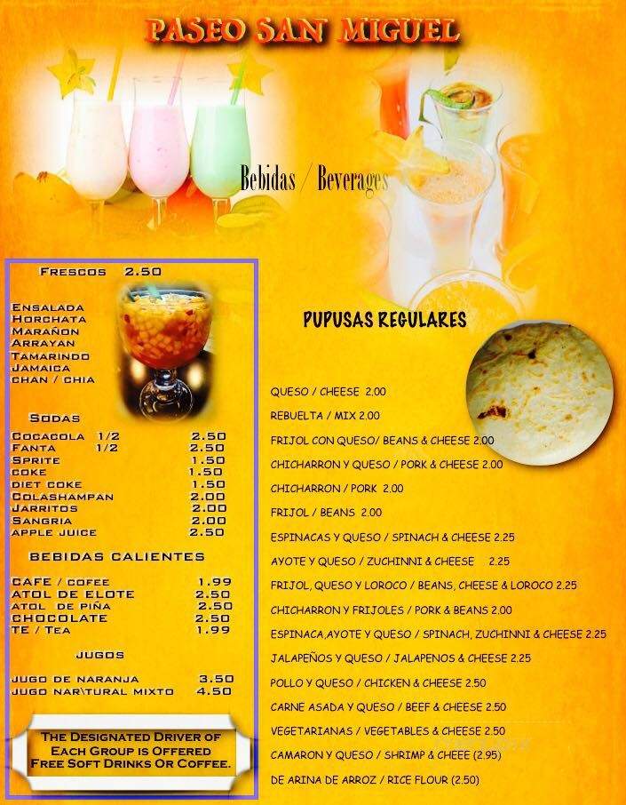 Paseo San Miguel - Los Angeles, CA menu_pic