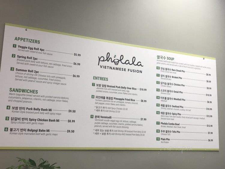 Pholala Vietnamese Fusion - Los Angeles, CA menu_pic
