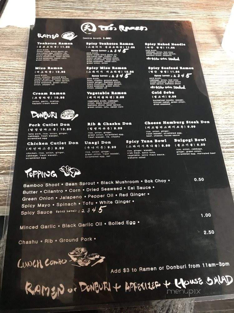 Ten Ramen - Los Angeles, CA menu_pic