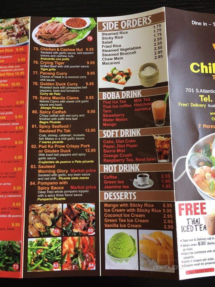 Chili & Lemon Thai Cuisine - Los Angeles, CA menu_pic