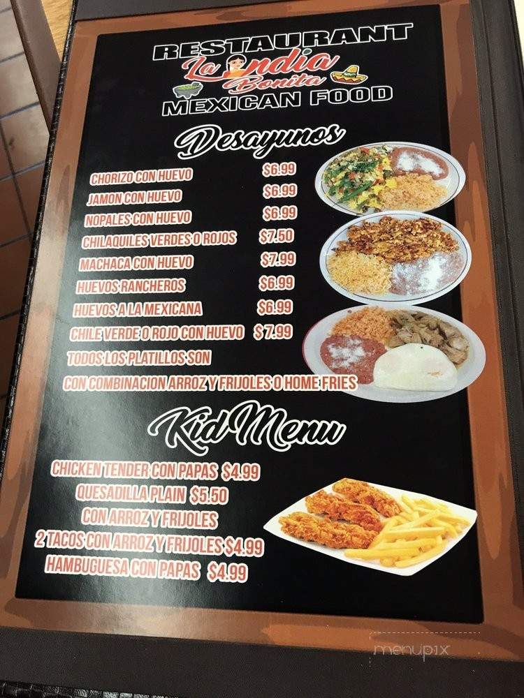 La India Bonita - East Los Angeles, CA menu_pic
