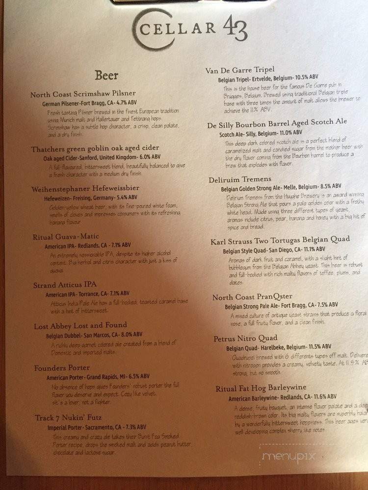 Cellar 43 - Hollywood, CA menu_pic