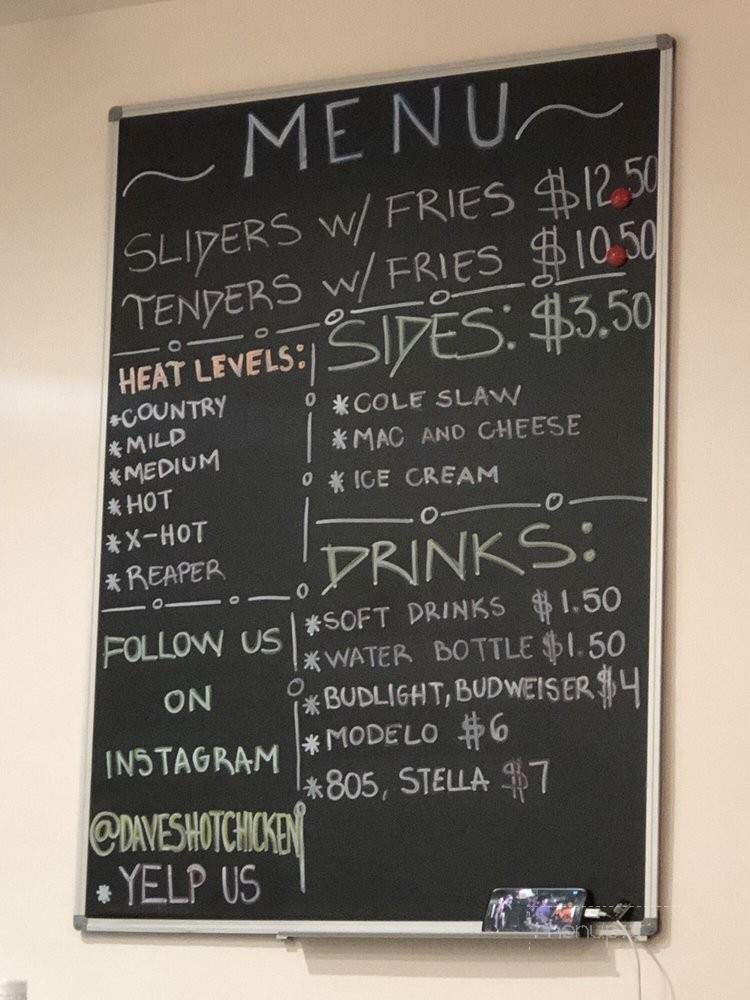 Dave's Hot Chicken - Los Angeles, CA menu_pic