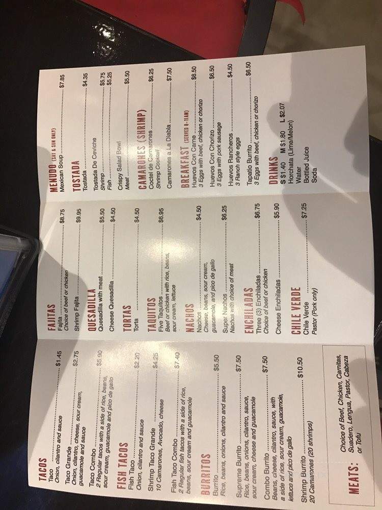 Taqueria Tapatio No. 2 - Los Angeles, CA menu_pic