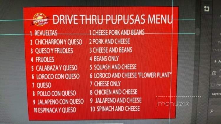 Drive Thru Pupusas - Los Angeles, CA menu_pic