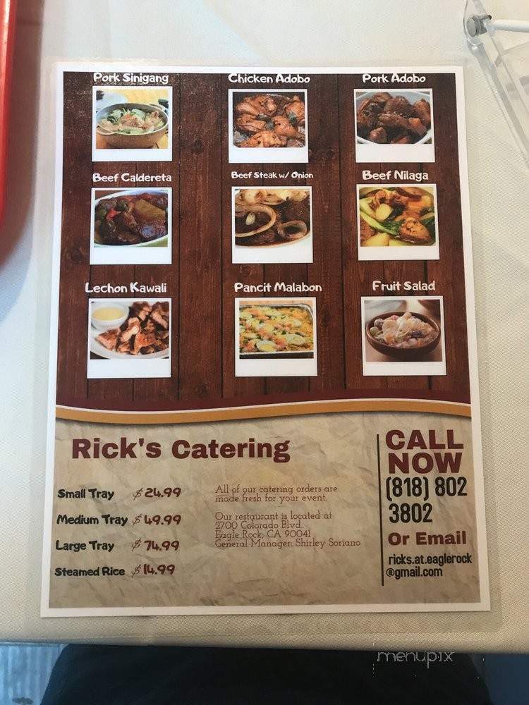 Rick's - Los Angeles, CA menu_pic