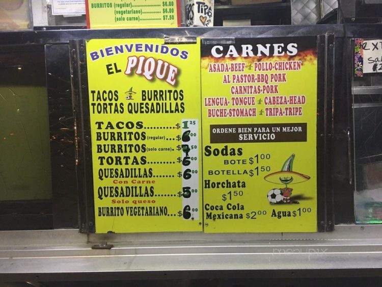 El Pique - Highland Park, CA menu_pic