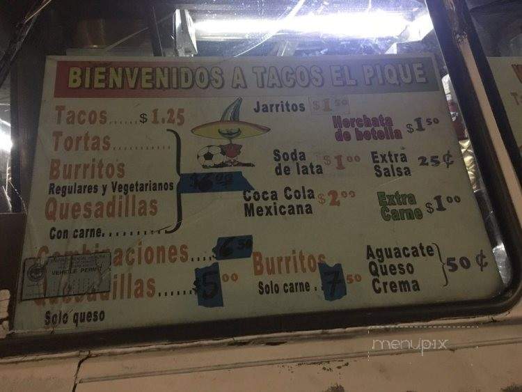 El Pique - Highland Park, CA menu_pic