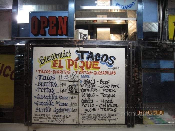 El Pique - Highland Park, CA menu_pic