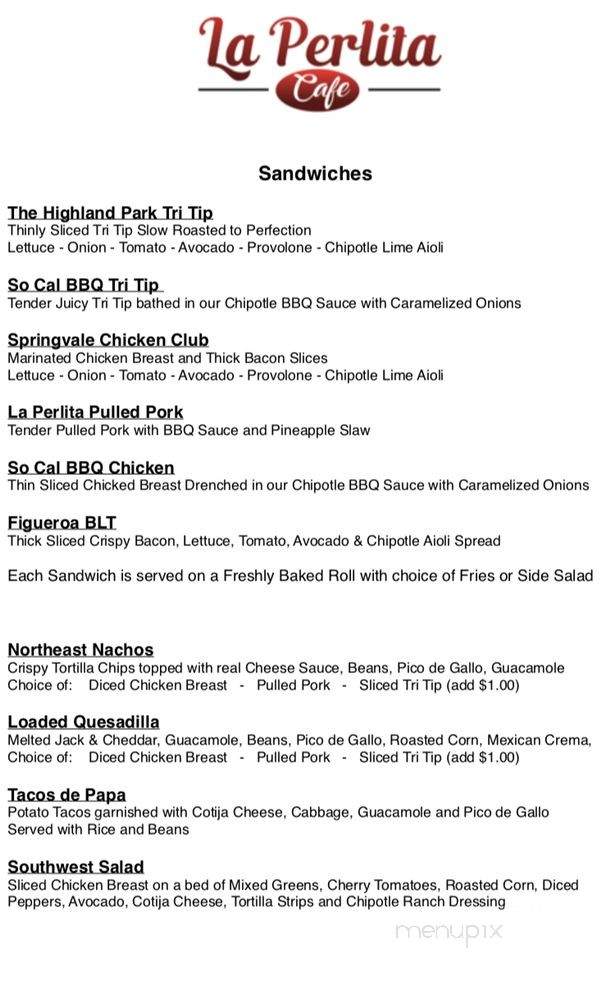 La Perlita Cafe - Los Angeles, CA menu_pic