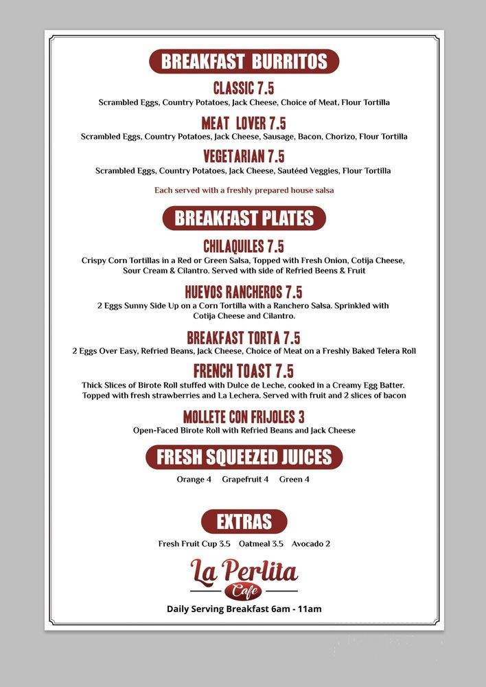 La Perlita Cafe - Los Angeles, CA menu_pic