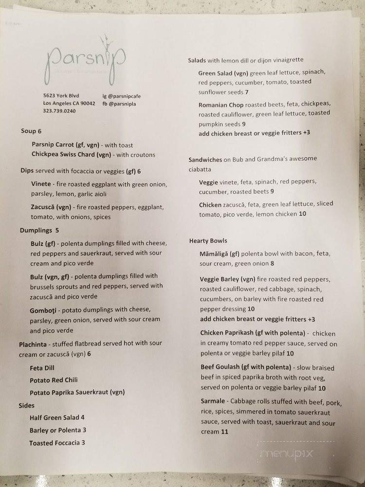 Parsnip - Los Angeles, CA menu_pic