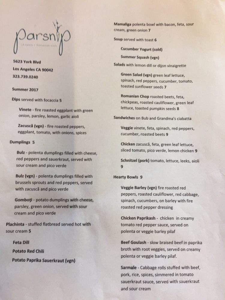 Parsnip - Los Angeles, CA menu_pic