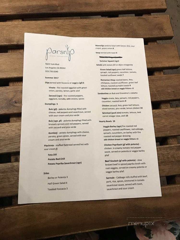 Parsnip - Los Angeles, CA menu_pic