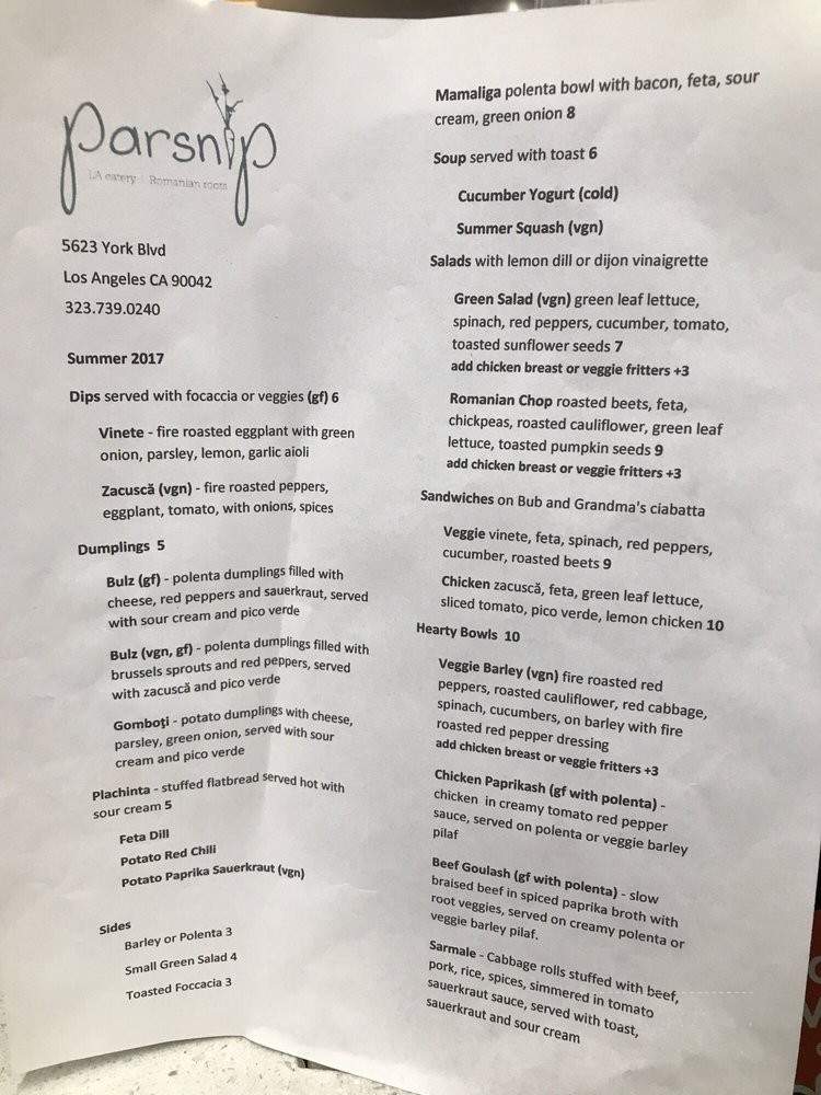 Parsnip - Los Angeles, CA menu_pic