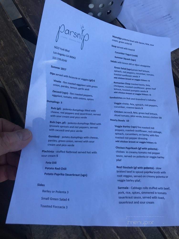 Parsnip - Los Angeles, CA menu_pic