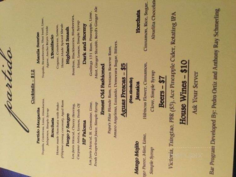 Partido - Los Angeles, CA menu_pic