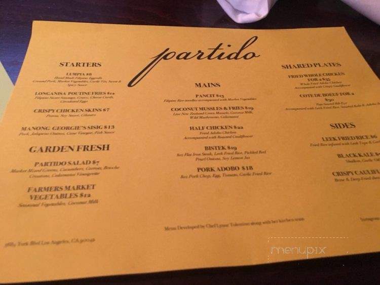 Partido - Los Angeles, CA menu_pic
