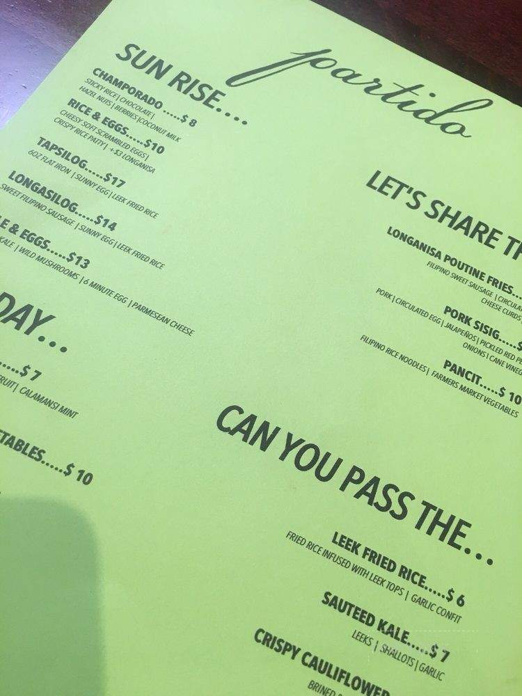 Partido - Los Angeles, CA menu_pic