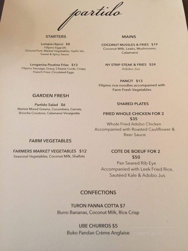 Partido - Los Angeles, CA menu_pic