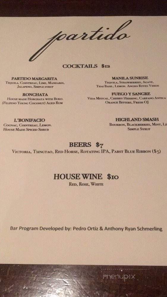 Partido - Los Angeles, CA menu_pic