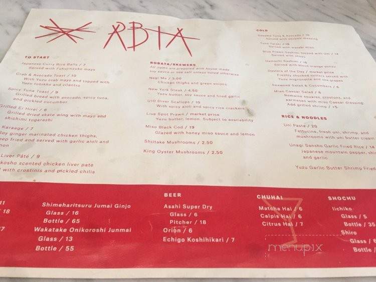 Rbta - Los Angeles, CA menu_pic