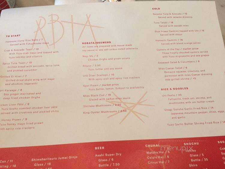 Rbta - Los Angeles, CA menu_pic