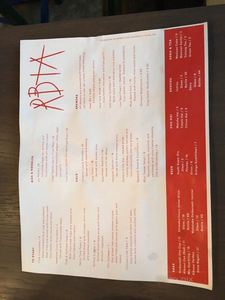 Rbta - Los Angeles, CA menu_pic