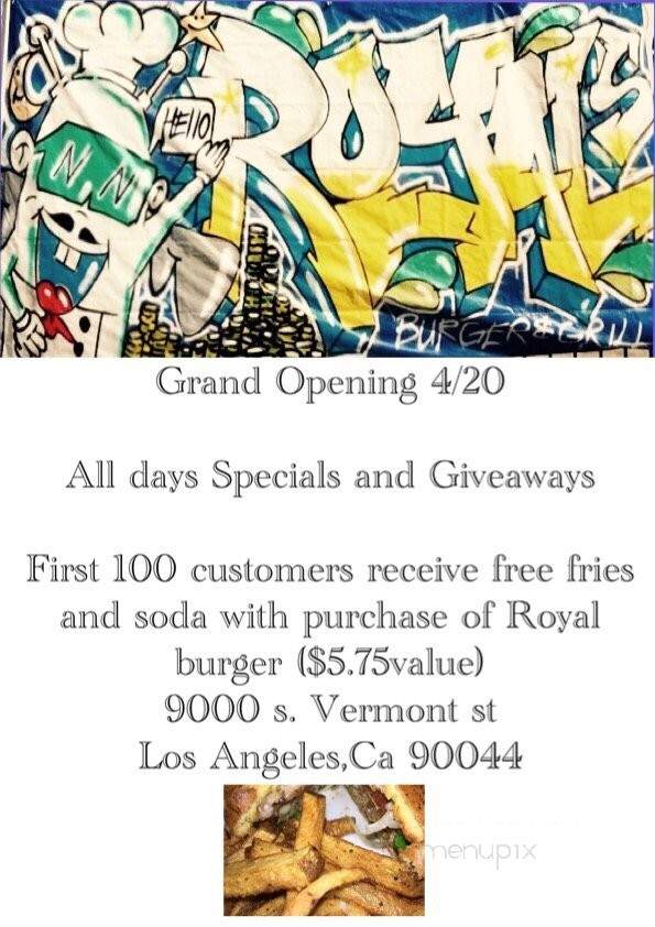 Royal's Cafe Burgers & Grill - Los Angeles, CA menu_pic