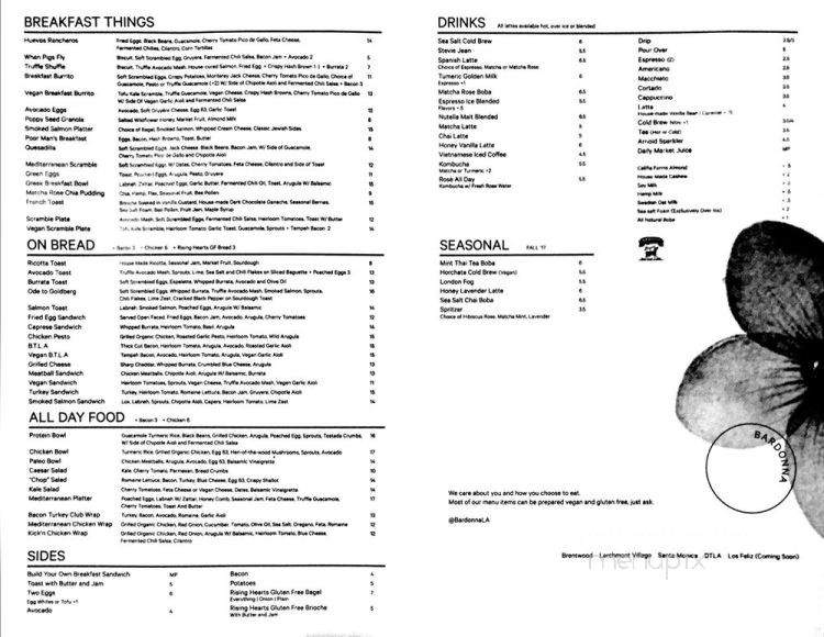 Bardonna - Los Angeles, CA menu_pic