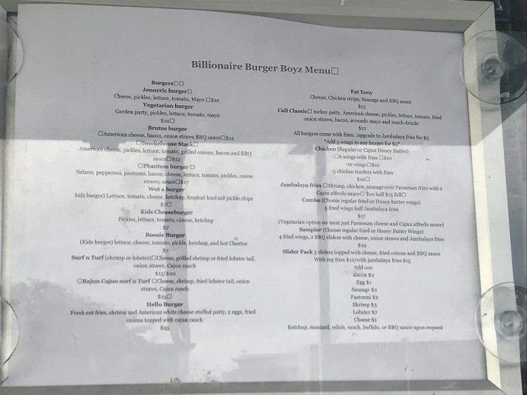 Billionaire Burger Boyz - Los Angeles, CA menu_pic